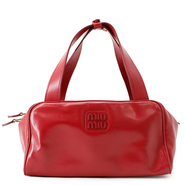 Miu Miu Handbag Bowling Red5BB182 Leather in Leather from GALLERY RARE