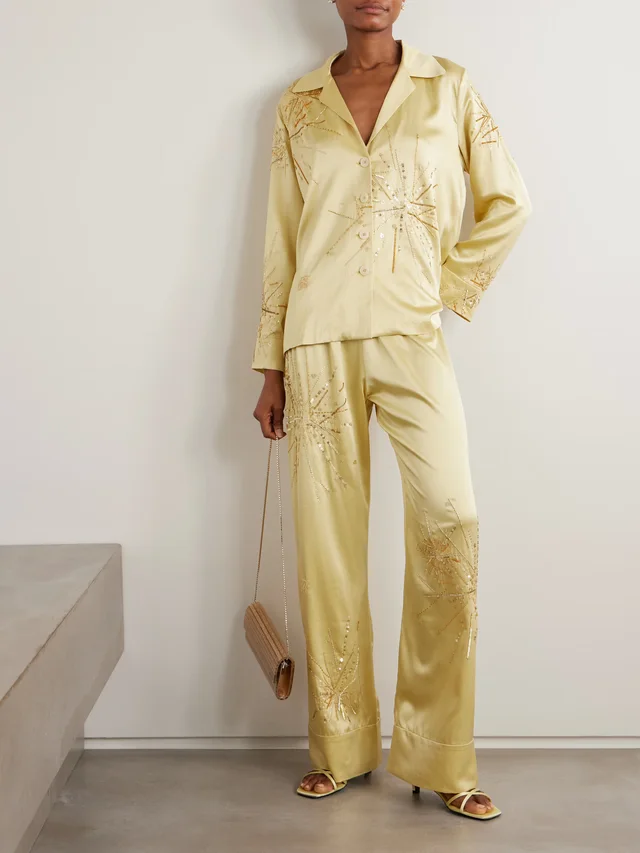 BERNADETTE Louis embellished silk-blend satin shirt in Metallic, photo 2 of 2 from NET-A-PORTER (Canada)