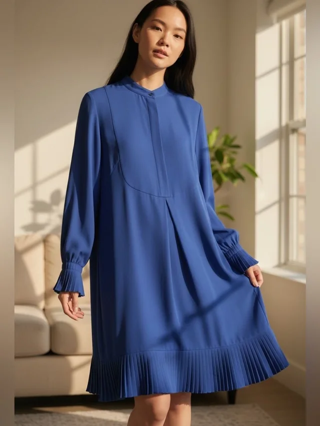 Alexander McQueen 100% Silk Long Sleeve Knee Length Dress M in blue Silk from Poshmark