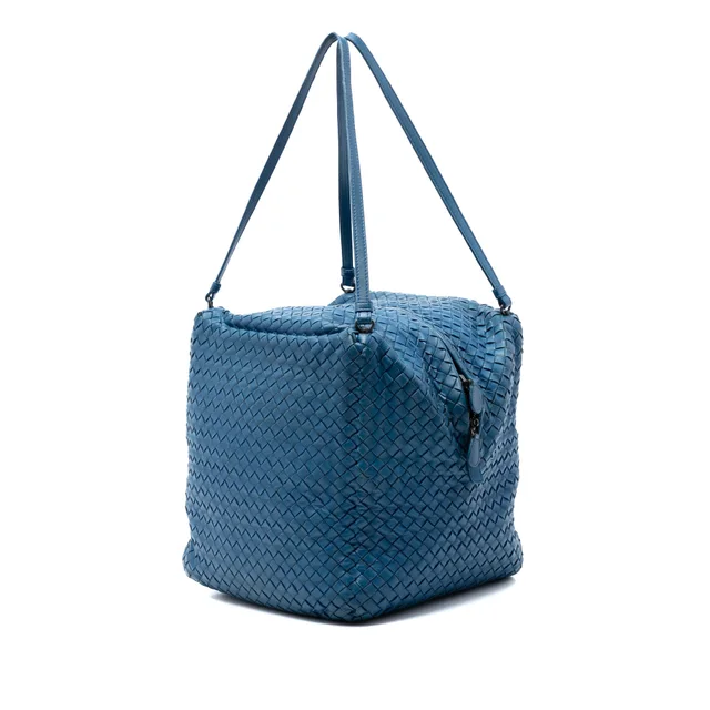 Blue Bottega Veneta Nappa Intrecciato Cube Shoulder Bag in Blue Nappa leather from Designer Revival, photo 2 of 2
