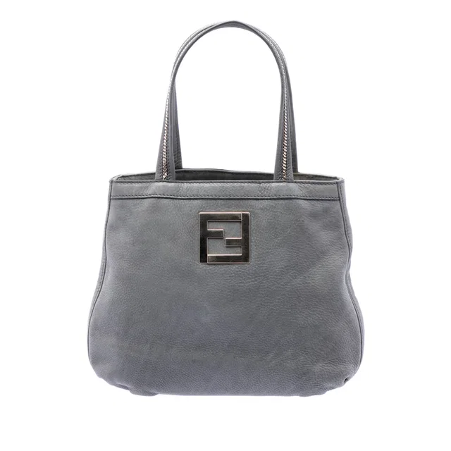 Gray Fendi Nubuck FF Chains Tote in Grey Suede from Designer Revival