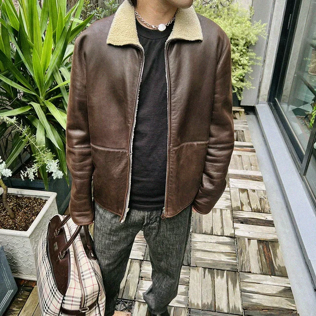 Hermès Sheepskin coat #50 Brown in Brown from VINTAGE QOO TOKYO