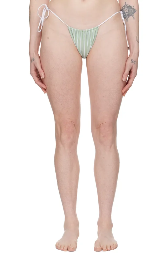 Green & White Woods Reversible Bikini Bottom, image 1 of 1 from SSENSE