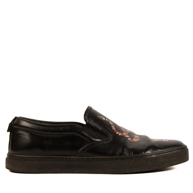 Gucci Black Leather Snake Dublin Sneakers - Size 43 in Black Leather from Labellov