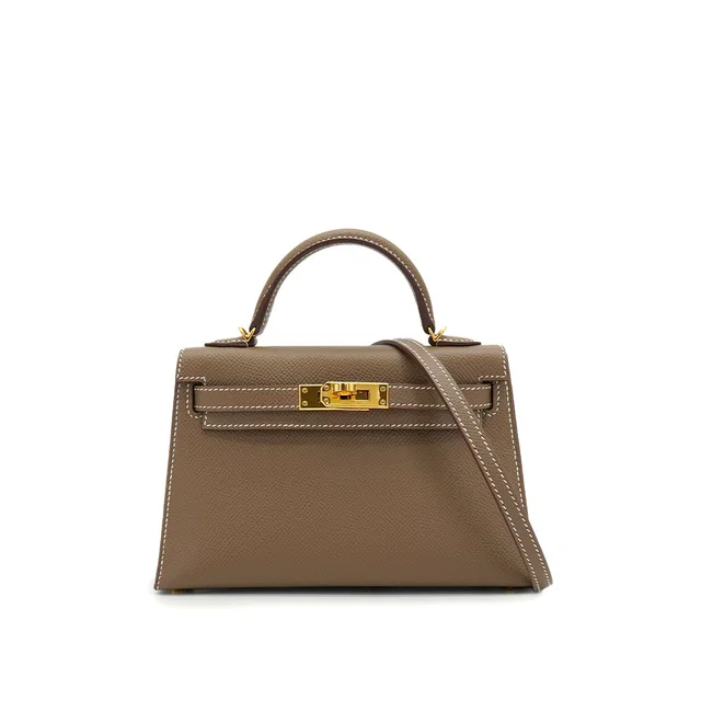 Hermès Kelly Mini 2 Sellier Etoupe Epsom Hand Shoulder Bag 2021 Z Stamp Gold Hardware in Taupe Epsom leather from Luxury Promise