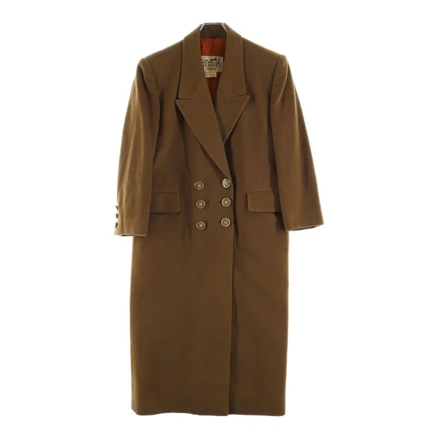 Hermès Double Long Coat Brown 38 in Brown Cashmere from The Reluxe