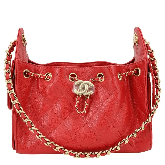 Chanel 25 Mini Quilted Caviar Leather Hobo Bag Red from Dallas Designer Handbags