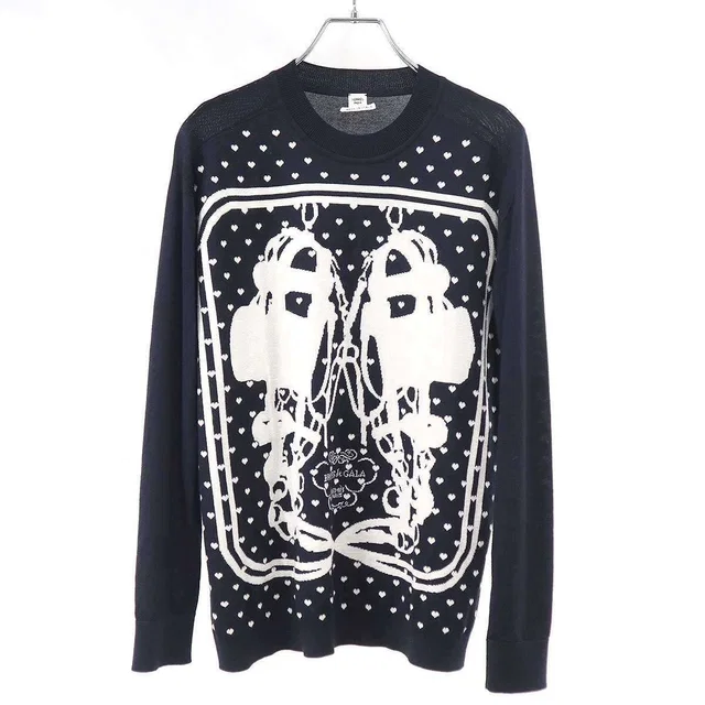Hermès Brides de Gala Love Cashmere Silk Knit Sweater Navy 34 in Navy Silk from The Reluxe