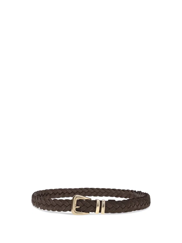 Brunello Cucinelli Woven Calf Leather Belt — Gray in Grey Calfskin from HEWI
