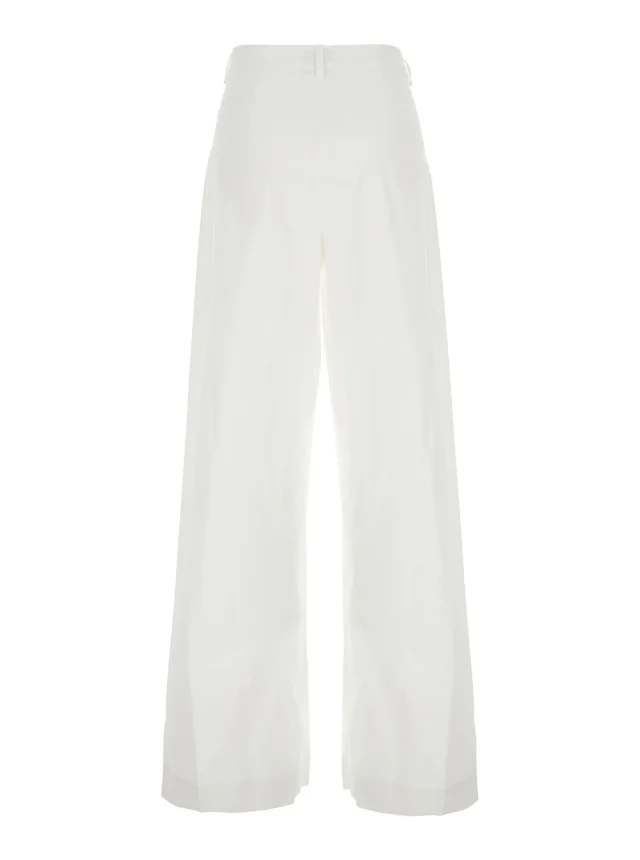 LEPLAIN White Pants with Two Side Pockets in Cotton for Women in White, photo 3 of 6 from Gaudenzi Boutique