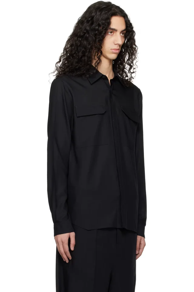 Rick Owens Black Temple Work Shirt, photo 2 of 4 from SSENSE
