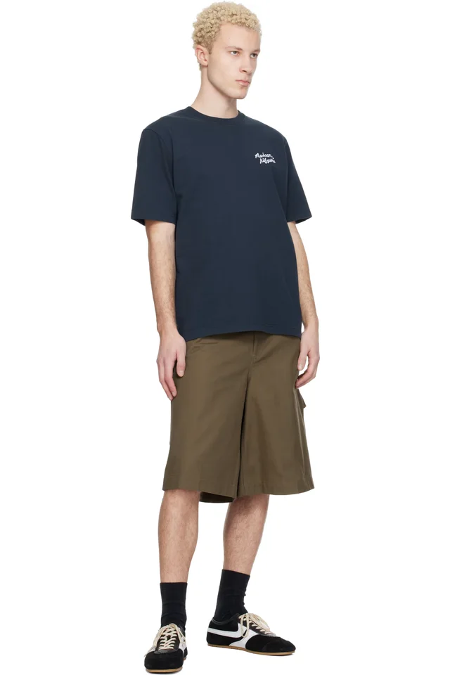 Navy 'Maison Kitsuné' Handwriting Comfort T-shirt, photo 4 of 4 from SSENSE