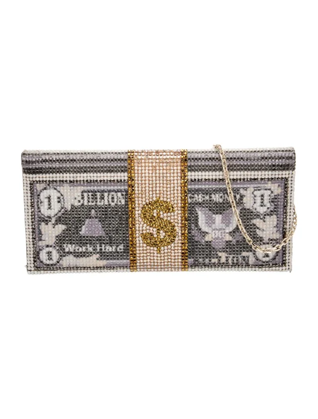 Judith Leiber Envelope Billions in gray|silver Satin from The RealReal