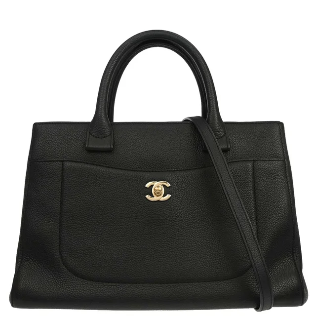 Chanel 2017 Black Neo Executive Tote 2way Shoulder Handbag in Black Calfskin from AMORE Vintage Tokyo