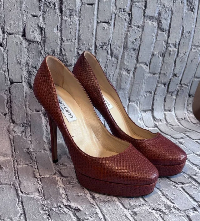 Jimmy Choo copper python embossed leather shoes size 40 in Brown Python from Oxfam Online Shop