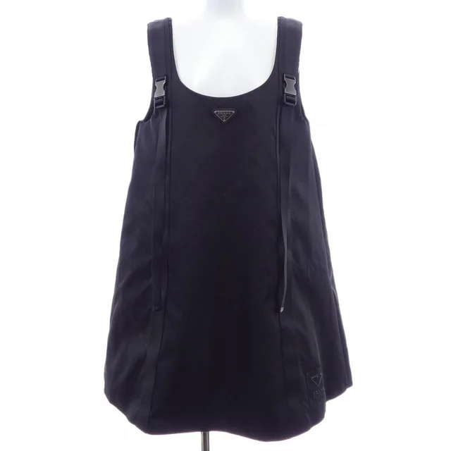 Prada Triangle Logo Gabardine Sleeveless Dress in Nylon from The Reluxe