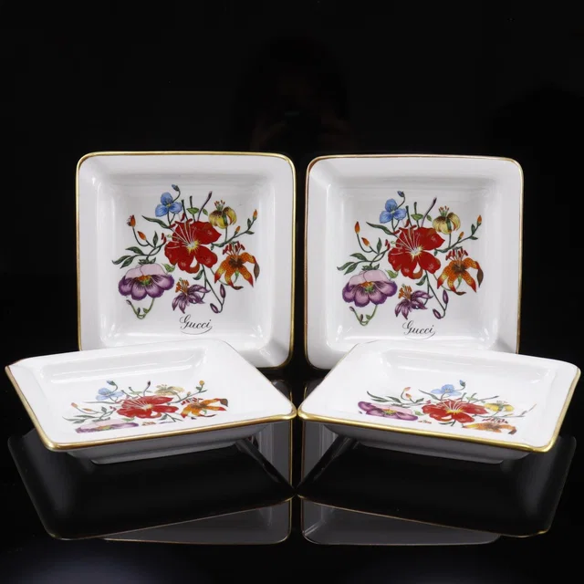 Gucci Square Ashtray Set Richard Dinori Collaboration Flower Vintage Ceramic in Ceramic from The Reluxe