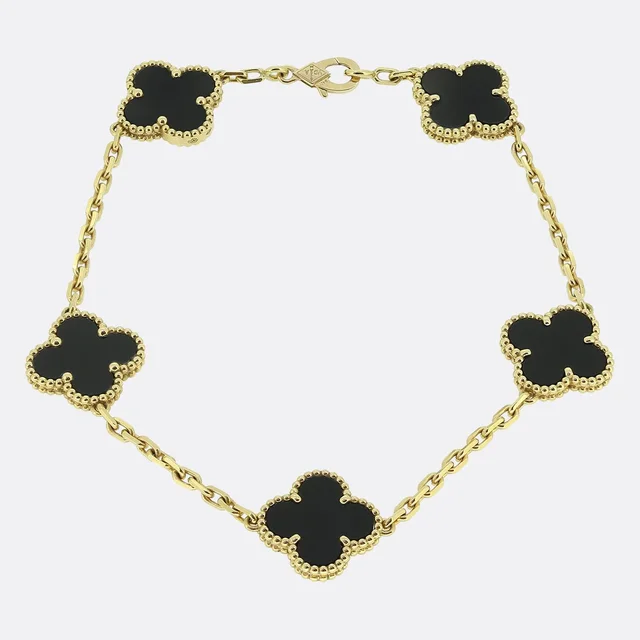 Van Cleef & Arpels Onyx Alhambra Bracelet from The Vintage Jeweller