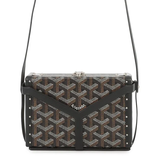Goyard Shoulder Bag Minaudier Leather Black in Black Leather from The Reluxe