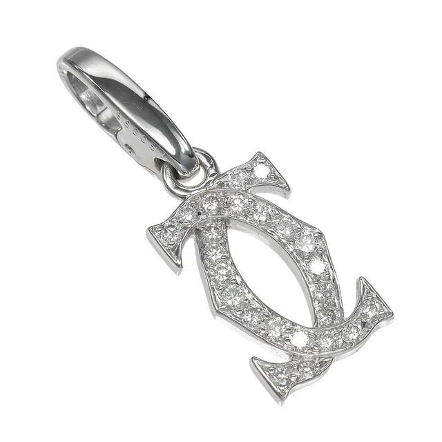 Cartier 2C Charm Au750 White Gold Diamond Pendant in White from LuxUness