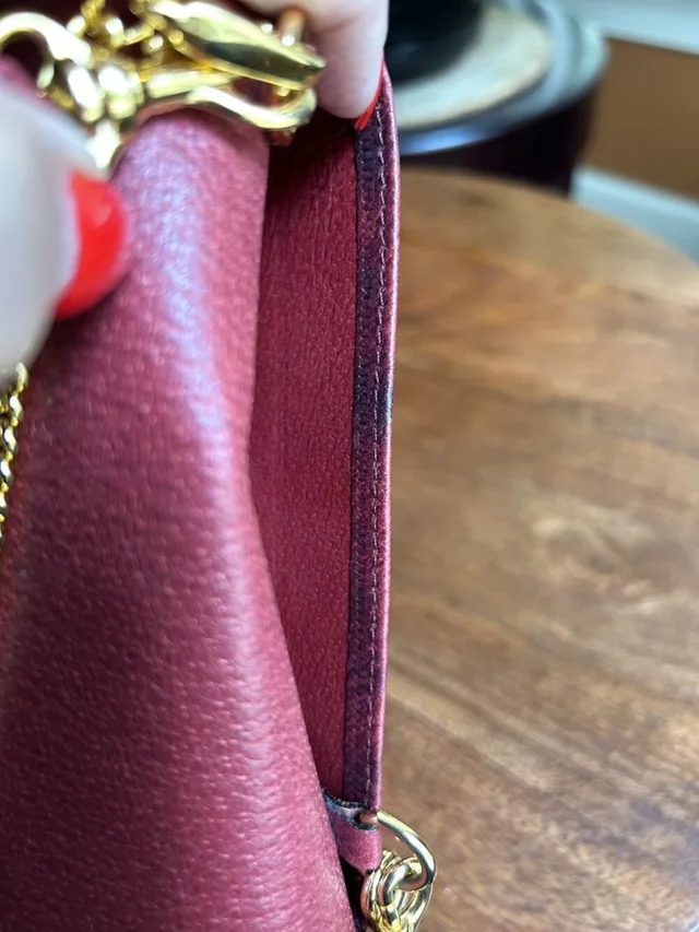 Valentino Garavani Double Strap Textured Leather Shoulder Bag, Burgundy in gold|red Leather from Poshmark, photo 13 of 15