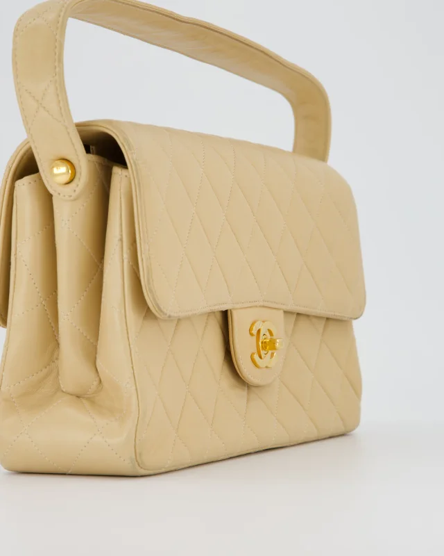 Chanel Vintage Medium Double-Sided Flap Bag in Beige Lambskin from Sellier, photo 12 of 18