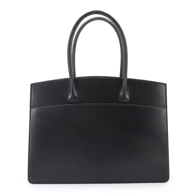 Hermès White Bass PM Tote Bag Box Calf Black Purse from Luxury Promise