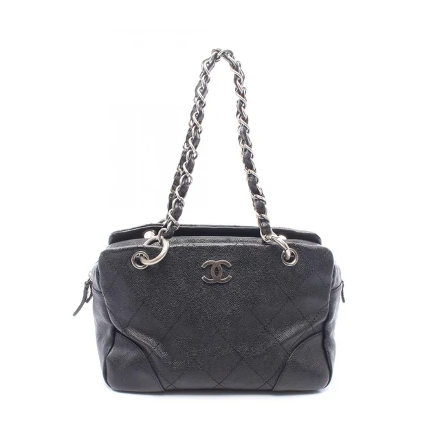 Chanel Shoulder Bag Wild Stitch Black Caviar Leather Chain in Black Caviar leather from The Reluxe