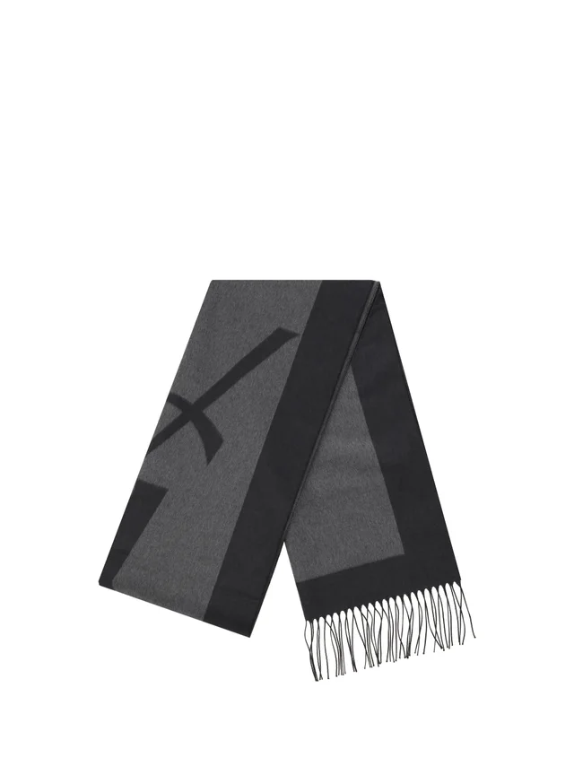 Saint Laurent Cassandre Scarf — Gray Silk Scarfs in Grey Silk from HEWI, photo 2 of 2