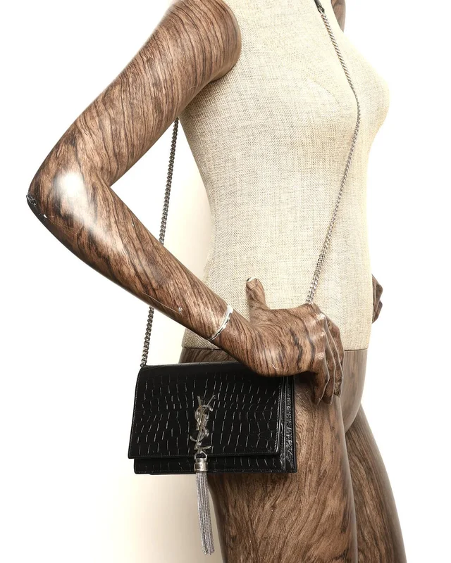 Saint Laurent Croc Kate Wallet On Chain Bag in Crocodile from A Retro Tale, photo 9 of 9