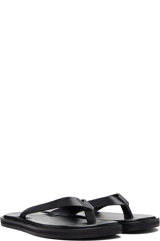 Studio Nicholson Black Curren Flip-Flops, photo 4 of 5 from SSENSE