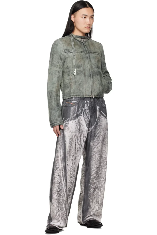 Diesel Gray Cotton-Hemp Satin Denim Jacket, photo 4 of 4 from SSENSE