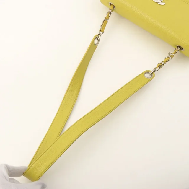 Chanel CC Turnlock Chain Bag, Yellow-Green, circa 1997 in Green Caviar leather from VINTAGE QOO TOKYO, photo 12 of 15