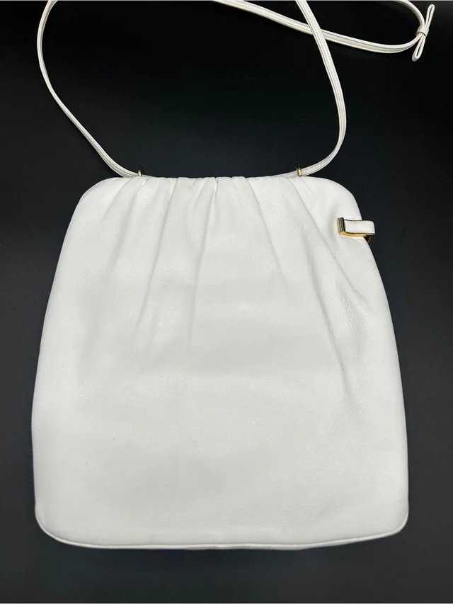 Judith Leiber Vintage White Leather Shoulder Clutch Bag Purse Gold Hardware Bow in gold|white Leather from Poshmark