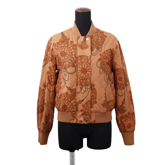 Hermès CLIQUETIS AQUARELLE 2E0156DJ Blouson Size 34 Brown2E0156DJ Cotton100% Polyester100% Silk35% from GALLERY RARE