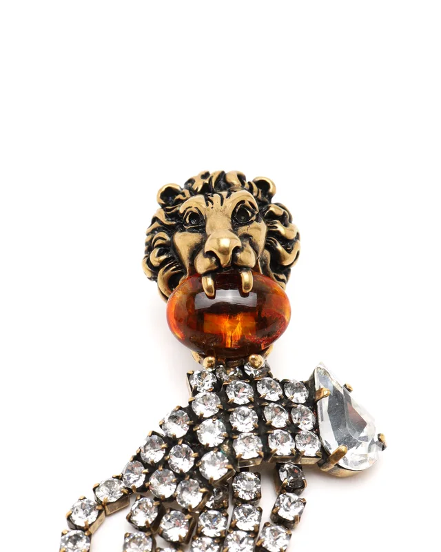 Gucci Lion Head Rhinestone Clip-on Earrings from A Retro Tale, photo 3 of 4
