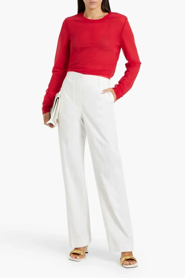 Proenza Schouler Joey Woven Straight-Leg Trousers in Off-white, photo 6 of 8 from THE OUTNET