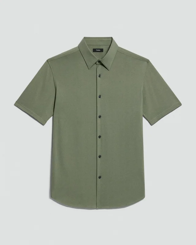 Theory Irving Short-Sleeve Shirt in Structure Knit, photo 2 of 6 from Theory