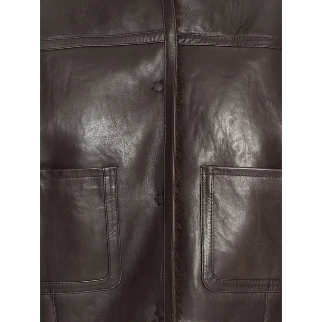 ROTATE bonded fur leather jacket dark brown, image 1 of 1 from SENSER