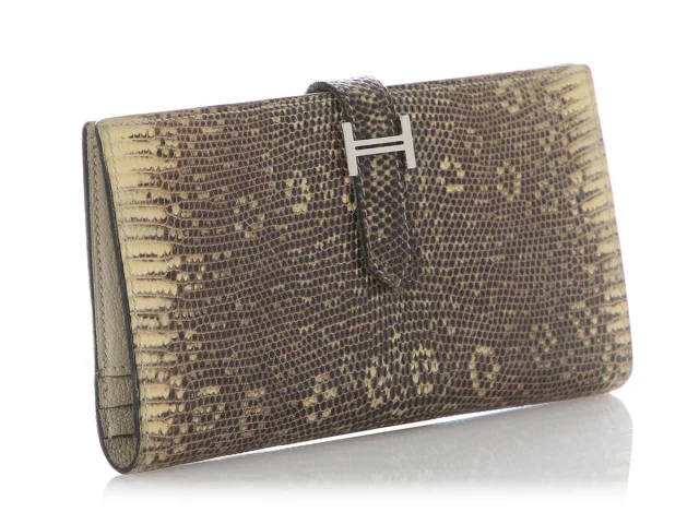 Hermès Ombré Lizard Long Béarn Wallet in Lizard from Ann's Fabulous Finds, photo 4 of 9