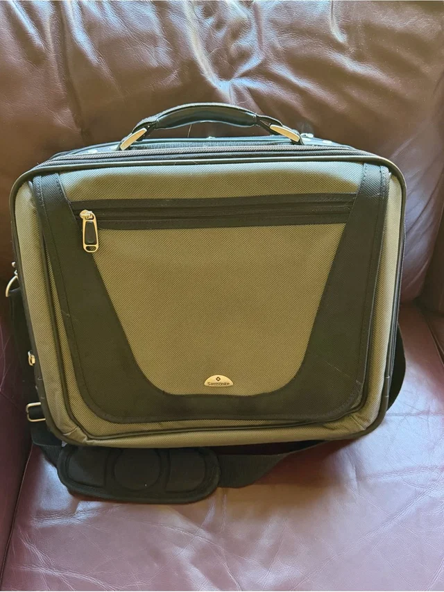Samsonite Men's / Women’s Olive Gray And Black Laptop Briefcase (Many Pockets) in green|black from Poshmark
