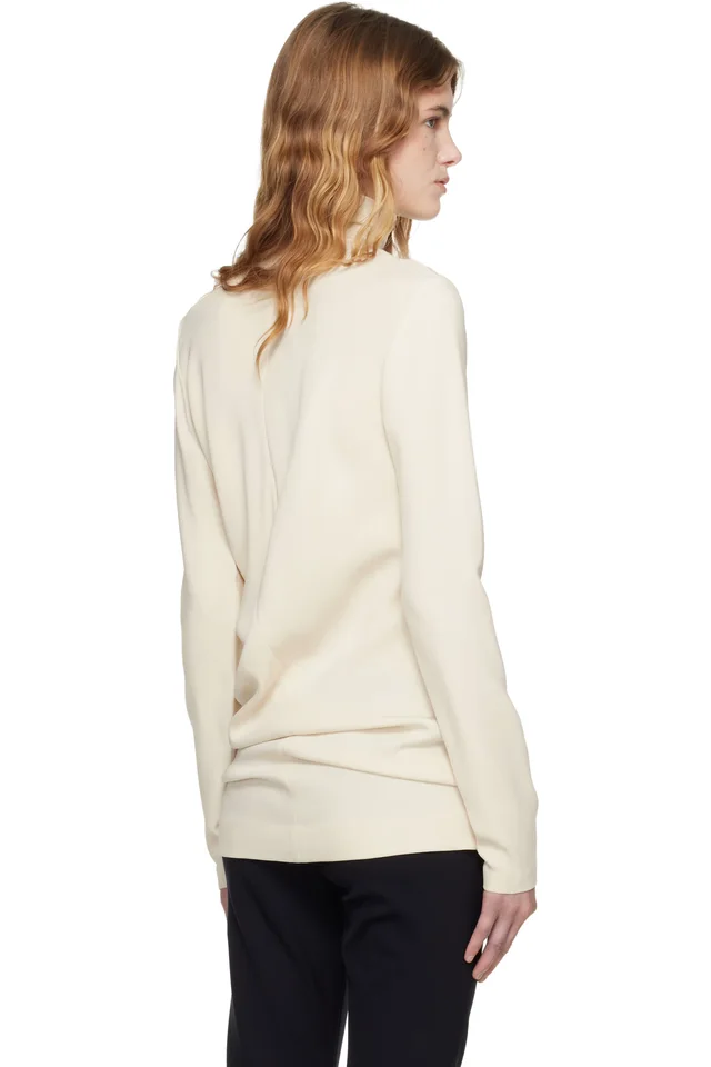 TOTEME Off-White High-Neck Twist Blouse, photo 3 of 4 from SSENSE