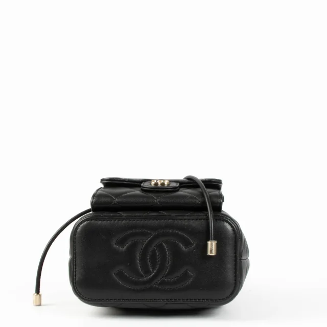 Chanel 26P Black Mini Bucket Bag With Chain in Black Leather from Labellov, photo 5 of 8