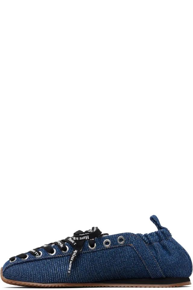 GANNI Navy Sporty Ballerina Flats, photo 3 of 5 from SSENSE