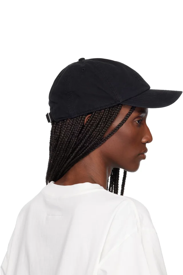 MM6 Maison Margiela Black Embroidered Logo Cap, photo 3 of 3 from SSENSE