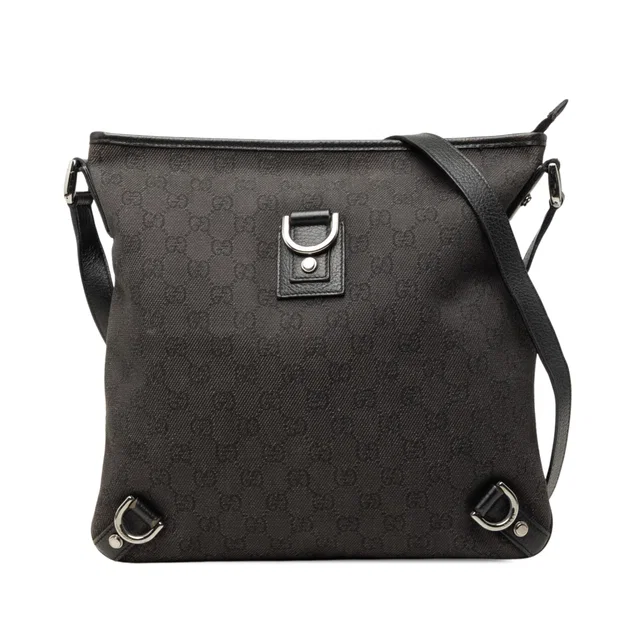 Brown Gucci GG Denim Abbey D Ring Crossbody in Brown Denim from Designer Revival
