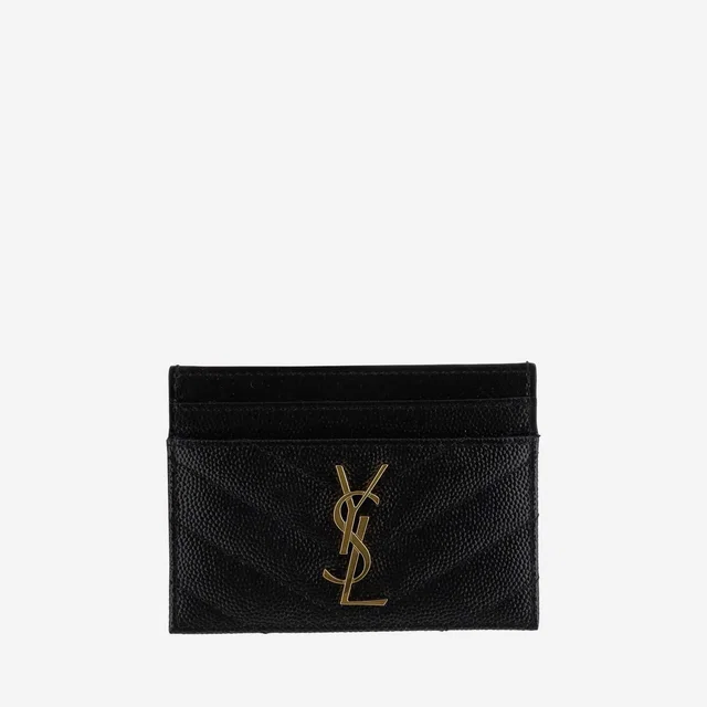 Saint Laurent Cassandre Card Case — Black Leather Cases in Black Leather from HEWI