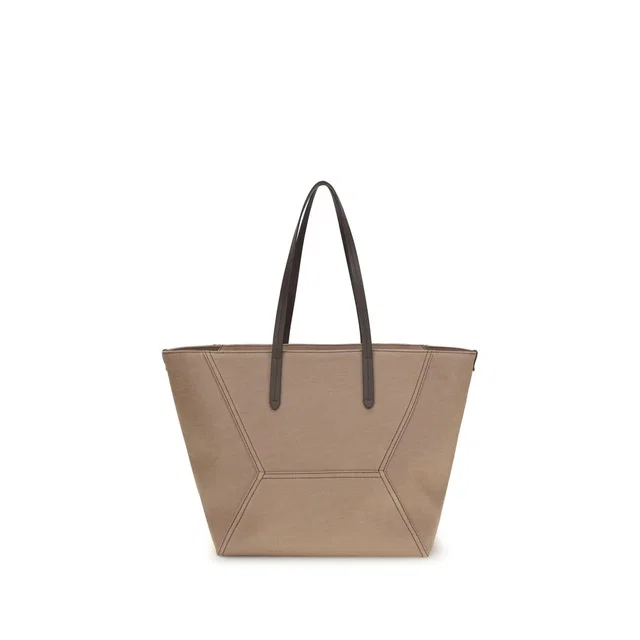 Brunello Cucinelli Beige Cotton Shoulder Bag in Beige Canvas from HEWI