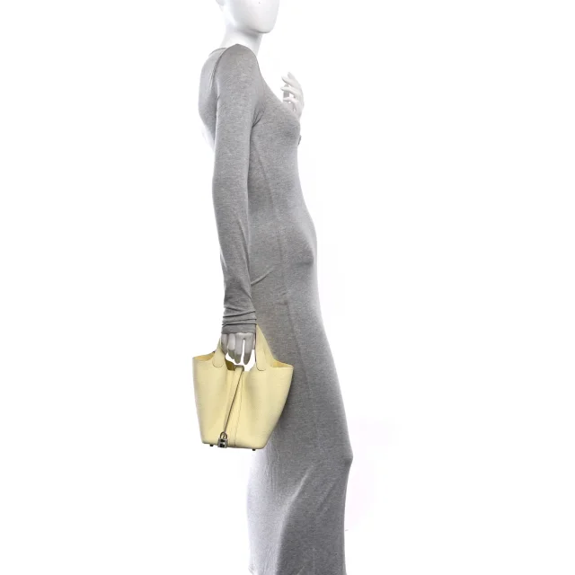 Hermès Taurillon Clemence Picotin Lock 18 PM Jaune Milton in Yellow Clemence leather from FASHIONPHILE, photo 2 of 11