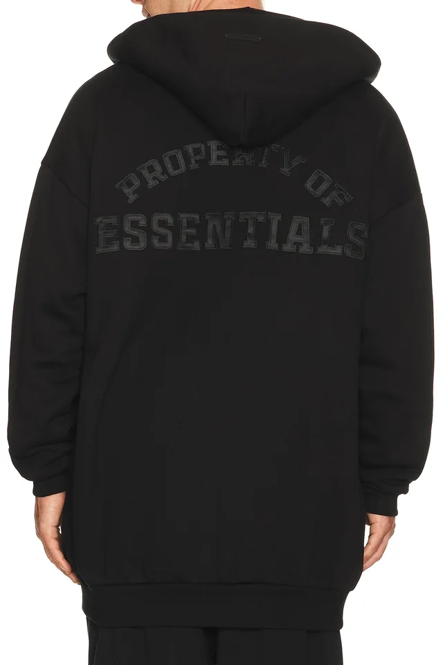 Fear of God ESSENTIALS Property Lounge Long Zip Hoodie in Black, photo 2 of 6 from REVOLVE (Canada)